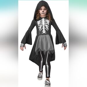 Seasons Midnight Reaper Skeleton Costume Dress Leggings Gloves Size Large NWT